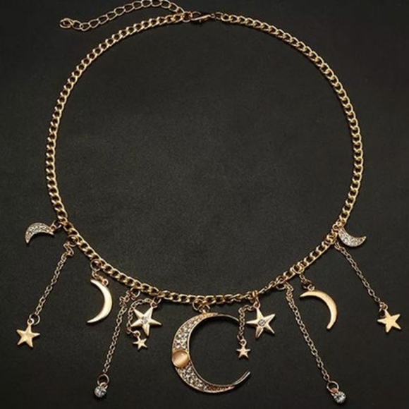 “Dreaming of Us” Diamond Gold Moon Star Necklace - Picture 4 of 12